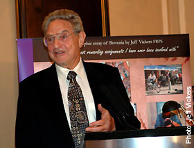 George Soros giving a speech at Hamlet Trust's 15th Anniversary event